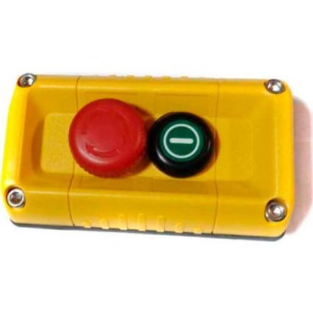 SPRINGER CONTROLS CO T.E.R., F71FY11000000001 VICTOR Wall Mount Control Station, Yellow, 2 Hole, E-Stop + Start F71FY11000000001